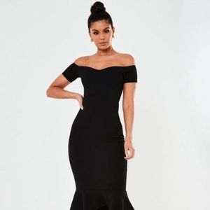 Missguided Bardot fishtail midi dress